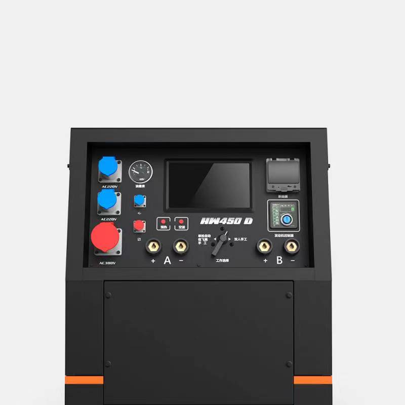 HW450D柴油双把发电电焊机正面外观：适用于中大口径管道连续焊接的高负载率工况